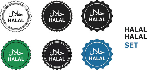 Halal certified vector label set for food product packaging and branding use