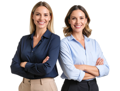  Professional Women in Smart Casual Attire, Smiling Confidently, Cutout PNG  