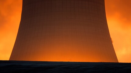 Cooling tower silhouette at sunset