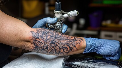 Tattoo art creation tattoo studio photography creative space close-up body art transformation