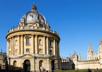 Low angle view of the historic Bodleian library in the city of Oxford