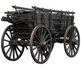 Fototapeta premium Dark wooden wagon with large wheels