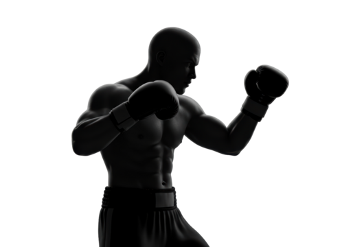 Isolated Boxer Silhouette with Black Gloves