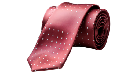 Red silk necktie isolated on transparent background. PNG