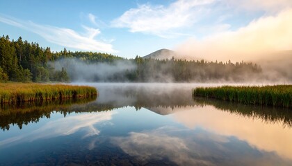 Fototapeta premium Breathtaking mountain lake scenery, a tranquil escape into nature's beauty serene