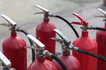 Company employees are undergoing basic fire extinguishing training, fire extinguisher use, safety week, fire prevention, loss prevention,	
