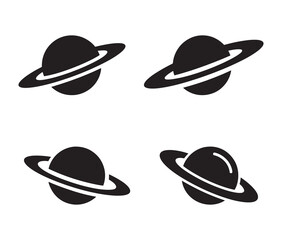 Minimal ringed planet silhouette designs.