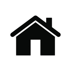 Fototapeta premium Simple black silhouette of a house with a chimney and door.