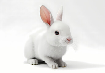 Obraz premium A Pristine White Rabbit Against a Pure White Background