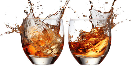 Splash of red and white wine glasses isolated on transparent background. PNG