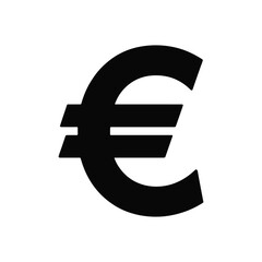 Black euro symbol silhouette on a clean white background.