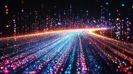 Fototapeta premium Abstract, vibrant, particle stream