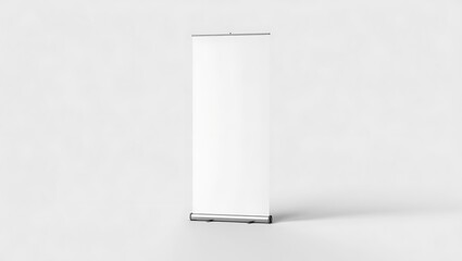 White Roll-Up Banner Stand on White Background