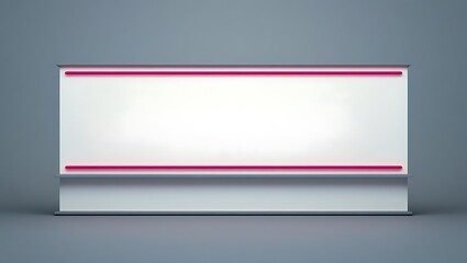 White Rectangular Sign with Pink Bars on Gray