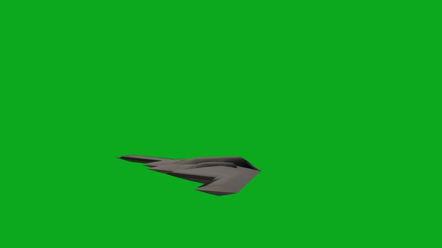 B2 stealth bomber flight on green background.