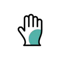 Minimalist Icon Design of a Teal and Black Hand in a Glove Shape Representing Medical Assistance or Healthcare