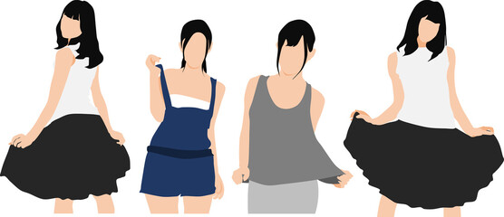夏服を着た女性のイラスト