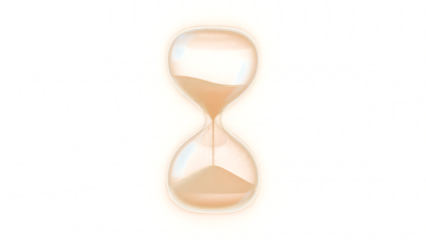 Transparent Hourglass PNG, Fiery Hourglass with Sand Falling on Transparent Background, Glowing Yellow and Orange Design Element for Time, Deadline, or Countdown Concepts