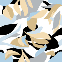 Seamless abstract hand drawn tropical pattern. Vector Illustration.