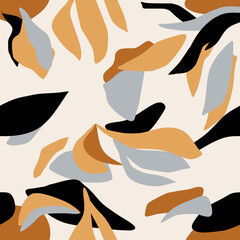 Seamless abstract hand drawn tropical pattern. Vector Illustration.