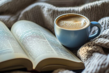 Coffee and a book, generated AI