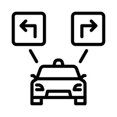 robot taxi decision outline icon. AI decision black line illustration.