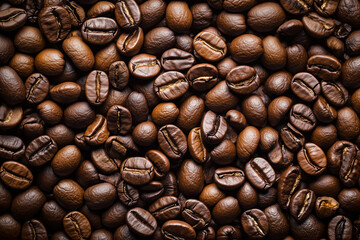 Coffee bean mosaic - a composition of coffee beans, generated AI