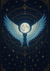 Fototapeta premium Celestial wings embrace moonlight.