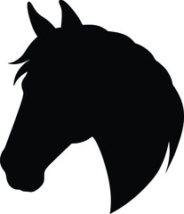 Horse head silhouette vector illustration of a wild stallion icon
