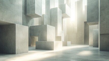 Abstract concrete blocks, modern architecture
