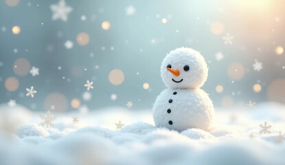 Obraz premium Snowflakes and cute little snowmen. Sufu's campaign. Event. is Backgrounds. Copy space. Text space.