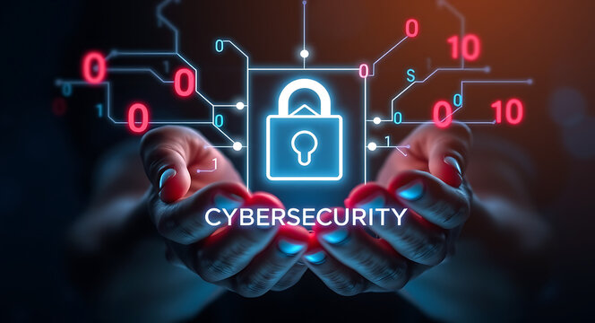 Digital lock and binary code protecting data cybersecurity data protection - Powered by Adobe