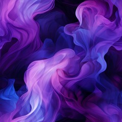 Swirling, translucent waves of purple, pink, and blue blend seamlessly to create a fluid, ethereal abstract seamless pattern for creative design