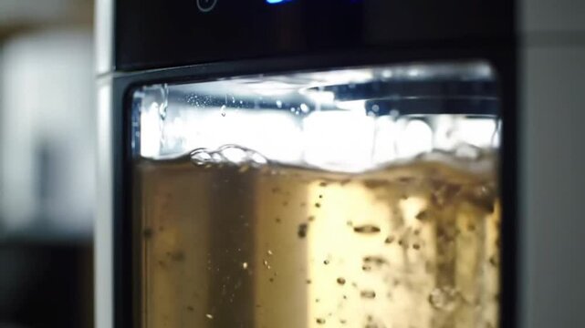 Close-up of a modern kitchen appliance brewing tea or fermenting kombucha.