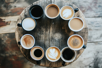 Various coffee cups on the table, generated AI