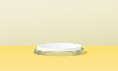 Olive and white podium for presentation, advertising.