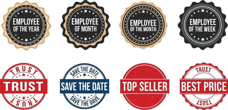 Employee awards and business seals for best price and trust promotion sale