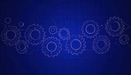 Abstract Blue Gears Background Design