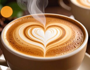 Heart Latte Art Coffee Drink Close Up