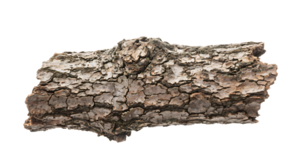 Transparent PNG of Tree Bark Texture, Detailed Close-up of Rough, Cracked Tree Bark with Neutral Brown and Gray Tones Isolated on Transparent Background for Design Elements