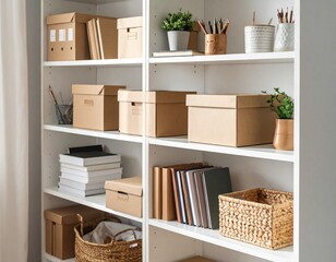 Modern kitchen interior with home furniture and wooden decor