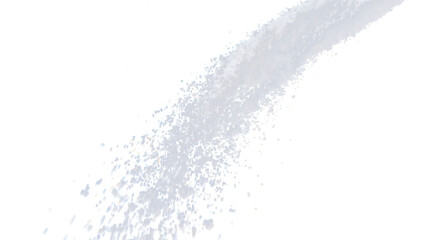 Obraz premium Transparent PNG of White Dust Particles, A Flowing Stream of White Dust and Debris Exploding Across a Black Transparent Background, Ideal for Overlay Effects and Abstract Designs
