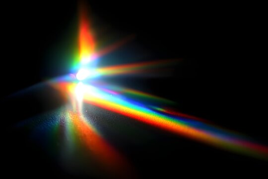 Rainbow spectrum light dispersion with prism effect on dark background - Powered by Adobe