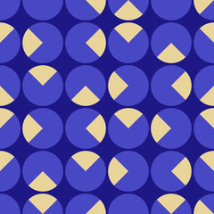Blue geometric seamless pattern with circles. Minimal abstract texture