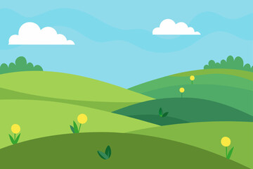 Fototapeta premium Grassy Field With Soft Shadows And Rolling Hills