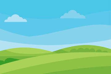 Grassy Field With Gentle Slopes And Blue Sky No Clouds