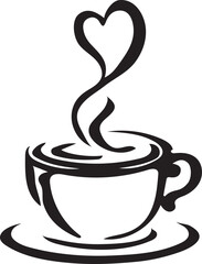 Elegant Coffee Cup Design with Heart Shaped Steam A Symbol of Love and Warmth in Every Sip