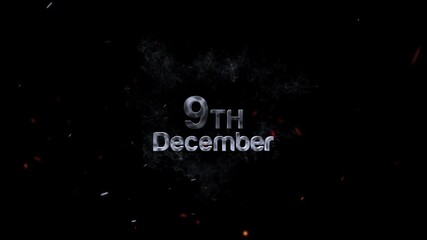 9th December a glowing smoke text design