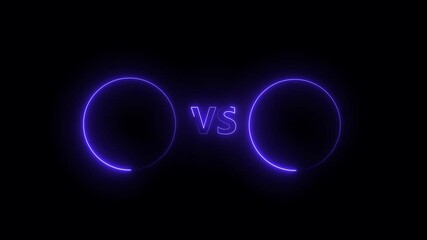 neon line animation on the black . background concept. Glowing neon line vs icon isolated animation. glowing neon circles with a “VS” in the center — ideal for intros. - Powered by Adobe