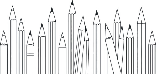 Vector illustration:  Monochromatic pencil collection, minimalist design, clean style.